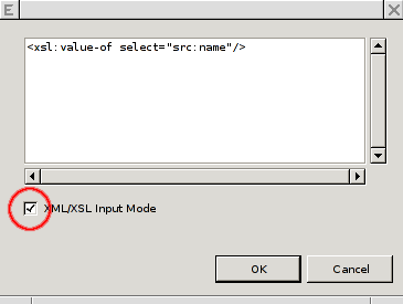If the XML/XSL input is checked the text is handled XML